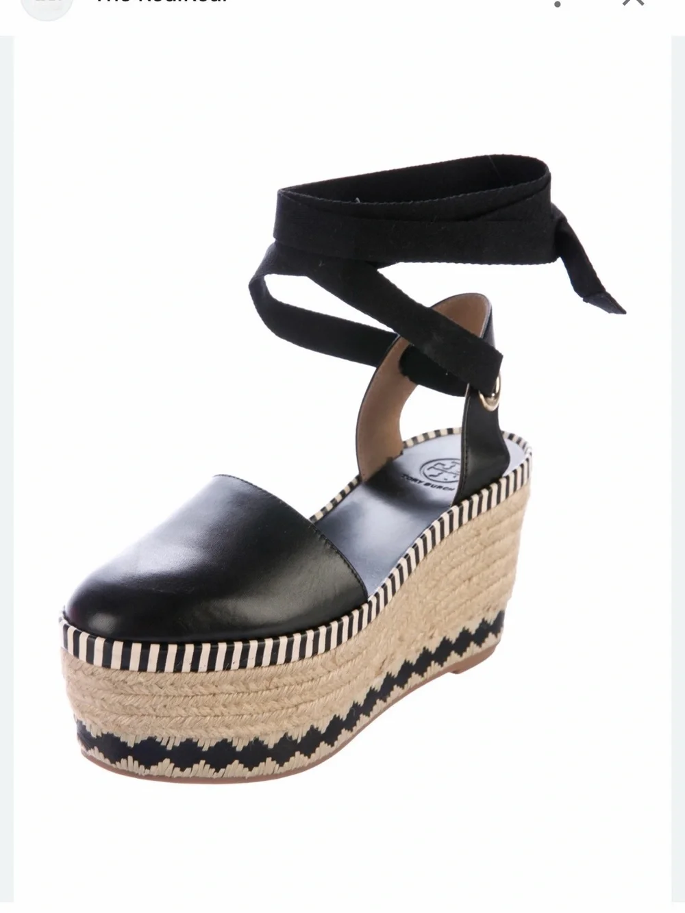 Tory Burch Dandy Leather Espadrille Platform Sandals with Ankle Wrap